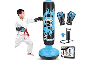 ‎FITENSE Fitense Boxsack für Kinder, Kinder-Boxset mit Boxhandschuhen Luftpumpe, 120/160cm großer aufblasbarer Boxsack, Geschenk für Jungen & Mädchen im Alter von 3-12 Jahren zum Üben von Karate und Taekwondo