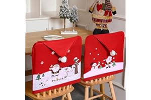 ZZXLOPEZ Fundas Sillas de Navidad, 6 Piezas Protectora de Sillas Comedor Ajustable Universal, Gorro Papa Noel Funda Silla, Decoraciones Navideñas para Cocina, Restaurante, Funda Sillas Comedor