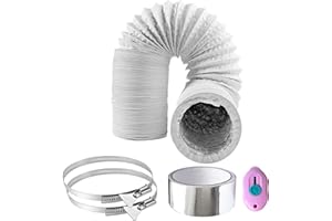 URHRHU 2m Condotti Tubo di Ventilazione Flessibile in Alluminio PVC 100mm Tubo Cappa Cucina Condotto Aria Flessibile per Aria Condizionata, Asciugatrice, Cappa Aspirante