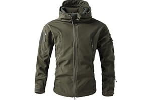 Duohropke Giacca softshell impermeabile da uomo, giacca da lavoro, giacca invernale foderata, giacca a vento con cappuccio, per esterni, calda, antivento, impermeabile