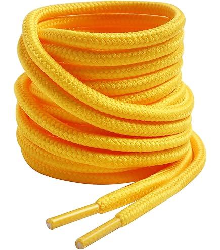 riemot 2 paar ronde veters, diameter 4 mm, scheurvast schoenveters, vervangende schoenveters voor heren, demenen, kinderen, sportschoenen, werkschoenen, wandelschoenen, geel en bruin, 120 cm, geel en