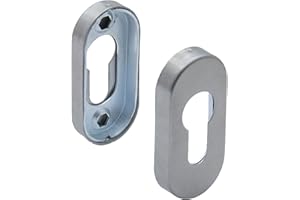 GENERIC géneric Rosace de Porte APECS - en Acier Inoxydable Mat - pour Portes intérieures et extérieures - Cylindre profilé Ovale - Argent