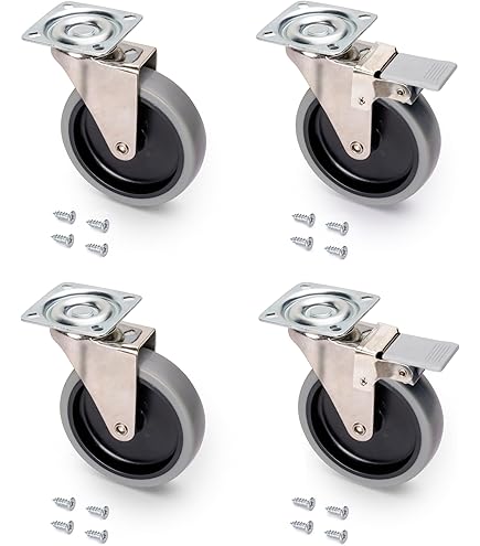 Roulette Caoutchouc Noir Pivotante à Frein Diamètre 125 Mm - 100 Kg