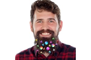 DecoTiny 20pcs Light Up Beard Ornaments, 16 Pcs Sounding Jingle Bells, 4 Pcs Beard Lights Beard Bauble Ornaments, Great Festival Looking Decoration Idea