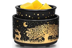 EQUSUPRO Wax Melt Warmer Burner–Electric Ceramic Candle Wax Warmer, 3-in-1 Wax Melter, Fragrance Warmer for Scented Candles, Wax cubes and Tarts, Essential Oil to Freshen Home Office, Gift & Decor