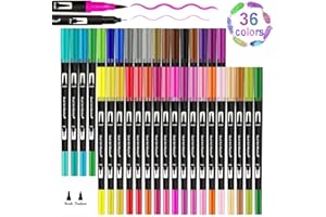 Funnasting Pennarelli con Doppia Punta, Penne da Colorare 36 Colori Set di Penne a Doppia Punta per Colorare, Bullet Journal, Pittura, Calligrafia