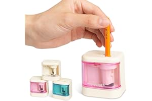 YPLUS Electric Pencil Sharpener for Kids, Automatic Pencil Sharpener with Container, Cute Sharpeners for Back to School Supplies - Pink (No Batteries Included)