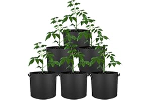 ELEpl 6 Pièces Sac de Plantation Non Tissé Épaissi 3 Gallons 12L Sac de Culture Potager avec Poignées Sacs à Plantes Noir Pot Geotextile Pots pour Plante en Tissu pour Pomme de Terre Fraises Fleurs