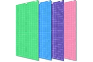YADODO Lot de 4 tapis de découpe pour Cricut Explore Air 2/Air/One/Maker - Adhérence standard/légère/forte/tissu - vert, bleu, violet, rose - 30,5 x 61 cm