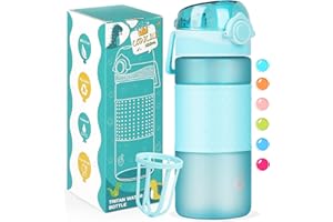 CodiCile Trinkflasche Kinder, 500ml BPA freie Wasserflasche, Trinkflasche Kinder Auslaufsicher mit Griff Flaschenhüllen für Mädchen Jungen,Sport Trinkflasche für Schule mit Fruchteinsatz (Hellblau)