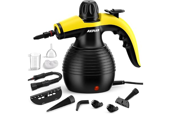 Nettoyeur vapeur à main AKPIAN, nettoyeur vapeur, nettoyeur vapeur portable multifonction avec verrouillage de sécurité et kit d'accessoires 10 pièces pour éliminer la saleté et la graisse
