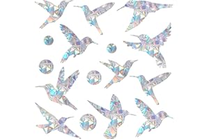 EONBES 48 Pieces Prism Window Stickers for Bird Strikes, Anti-Collision Stickers, Prevent Birds from Flying in Windows, Hummingbird Circle Style