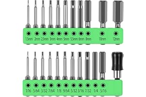 SWANLAKE GARDEN TOOLS SWANLAKE 23-Piece Hex Head Allen Wrench Drill Bit Set, S2 Steel, Metric & SAE Hex Bit Set, 2.3" Long, Magnetic Tips.