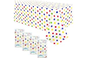 ‎SHOWGEOUS Showgeous 4 Pack Dot Tischdecken 54 "x 108" Rainbow Polka Dot Tischdecken Party Rechteckige Tischdecken Wasserdichte Einweg-Tischdecken Bunte Punkt-Konfetti-Tischdecken für Party Picknick Geburtstag