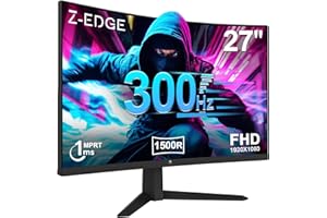 Z Z-EDGE Z-Edge Ecran Pc Gamer Incurvé 27'' 300Hz (DP1.4 * 2), 1ms MPRT, FreeSync, FHD, 240Hz (HDMI2.0 * 2), Moniteur Gaming LED 16:9, Inclinaison Réglable, 1500R VA, 4000:1, VESA 100 * 100mm(DP Câble Inclus)