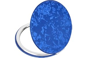 YTZJ DIRECT Portable Compact Vanity Mirror for Men Women Girls, Delicate Blue Travel Cosmetic Mirrors 1X & 2X Magnification for Handbag Pocket, Foldable 2-Sided Small Cute Makeup Mirror for Daily Work Business