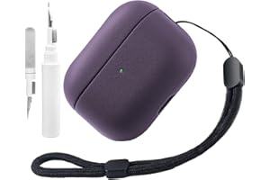Teyomi TPU Case Compatible with AirPods Pro 2nd Generation with Cleaning Kit, Protective Case for Apple Airpods Pro 2 with Hand Strap, Leather Touch Design Airpods Pro 2 Case (Purple)