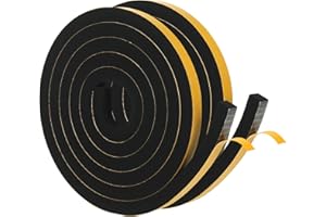 GINOYA Adhesive Weather Stripping 2m(L) X 12mm(W) x 12mm(T), 2 Rolls Neoprene Foam Seal Tape for Door Window Soundproofing, 2 Pcs Total 4M Long