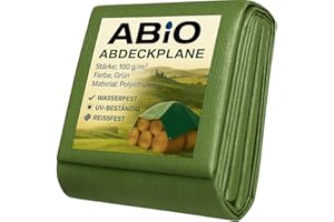 ‎ABIO Abdeckplane Wasserdicht mit Ösen Plane Gewebeplane Tarp Schutzplane für Garten Holz Gartenmöbel Camping Haus (Grün 100g/m², 2x3m)