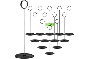 GRAY BUNNY Place Card Holder, 8 in Tall, 12 Pack, Nickel Black, Table Cardholder Tabletop Menu Holder Harp-Clip Number Holder Recipe Holder Reserved Card Holder for Restaurant Wedding Banquet