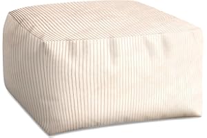 ‎DREAMROOTS DreamRoots Pouf Hocker Comfort 70x70x40cm - Cord Sitzpuff für Wohnzimmer - Fußhocker für Sessel und Sofa - Sitzablage - Sitzsack