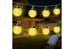 Dalugo Catena di luci solari per esterni, 12 m, 30 LED, per esterni, con timer, 8 modalità, luce bianca calda, per esterni, resistente alle intemperie, per balcone, giardino, terrazza, festa