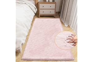 ORINOVA Teppich Läufer Schlafzimmer Flauschig Waschbar Rosa 60x180 cm Fellteppich Bettvorleger Kunstfell Teppich Wohnzimmer Kinderzimmer Weich Deko Rechteckig