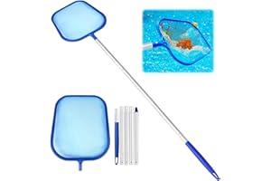 FEIONE 150cm Pool Kescher mit 118cm Aluminiumstange – Feinmaschiges Oberflächenkescher Netz für Pool, Teich & Springbrunnen – Praktischer Kescher Pool Reiniger gegen Blätter & Algen