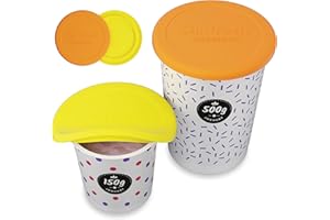 Qikfresh coperchi in silicone riutilizzabili 2 pezzi - Tappi per yogurt da 150 a 500 g - Ermetici flessibili e a prova di perdite - Coperchio salvafreschezza in silicone (Arancione)