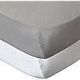 BabyCalin Set of 2 Fitted Sheets White/Taupe 60 x 120 cm