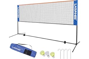 LARMNEE Red de Bádminton, Red de Tenis, Red Deportiva Portátil, Red de Bádminton Plegable, Ajustable en Tres Niveles, Juego de Rede de Entrenamiento para Exteriores Que Incluye Red