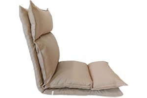 Rebecca Mobili Meditationstuhl Bodenkissen Beige, Metall Polyesther, Entspannung verstellbare Rückenlehne, Wohnzimmer Garten – Maße: 70 x 56 x 70 cm (HxLxB) - Art. RE6196