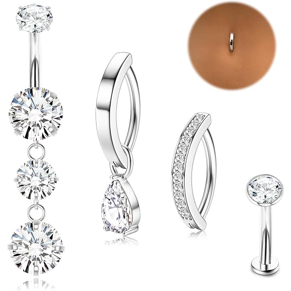 Piercing Nombril SAVITA 3pcs 14G Clicker Nombril Anneau, Petit 316L Acier Inoxydable Chirurgical Anneau CZ Opale Inversu00e9 Corps Anneaux Bijoux Pour Femme (Or Piercing Nombril Acier Chirurgical Or