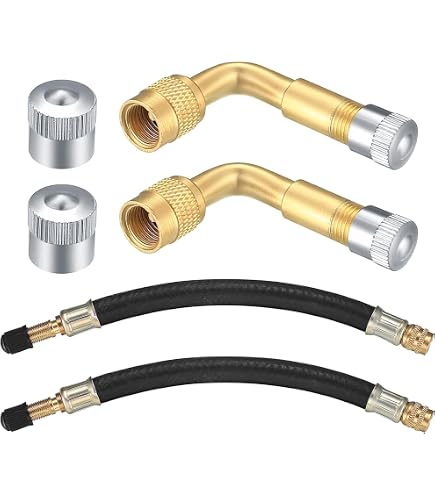 10 Pezzi Prolunga Valvola Pneumatici A 180° - Adattatore Universale Per Gonfiare Auto, Moto, Bici, Camper E Camion