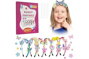 AUAUY Zabawki Zestaw do robienia opasek na głowę dla dziewczynek, prezenty dla dziewczynki w wieku 5-12 lat, zestaw fryzjerski dla dzieci, 10 lat, akcesoria do włosów z tiarą, prezent DIY dla