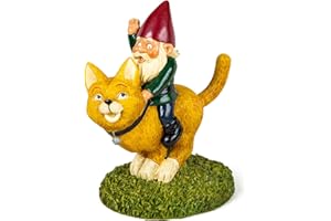 BigMouth Figura Decorativa de jardín con gnomo Montando un Gato