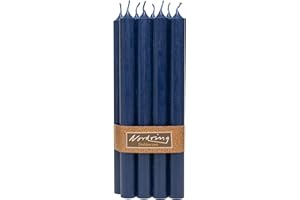 Nordring Pack of 8 Rustic Taper Candles 2.2 cm x 18 cm High Dark Blue