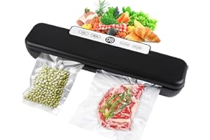 HIYAA Vacuum Sealer Machine Food Vacuum Sealers for Sous Vide Cooking, 4-in-1 Easy Options, Food Preservation with Vacuum Bags…, Black