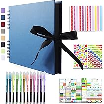 Album Fotografico 80 Pagine Nero Con Pennarelli - Scrapbook Spirale 31x21.5cm, Regalo Per Matrimoni E Compleanni - Foto 5