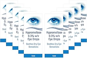 Hypre Mellose Eye Drops 0.3% - 10ml | Multi Pack for Dry Eyes Relief and moisturising Eye Drops - 10ml | SterlingSquare (Pack of 10)