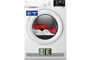 AEG Serie 7000, Asciugatrice a Pompa di Calore, 8 kg, TR7G81OW, Tecnologia SensiDry, Classe E, MixDry per Cotoni e Sintetici, Tecnologia PreciseDry per Risparmio Energia, 64 dB, 850x596x638 mm