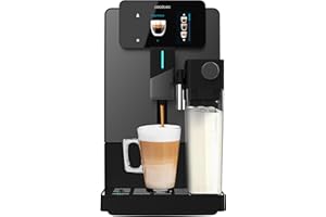 Cecotec Cafetière Superautomatique Cremmaet Latte Touch. 19Bars, Thermoblock, 12 Boissons, 4 Profils, Eau 1,1L et 400ml Lait, Écran TFT, Moulin Conique, Nettoyage Automatique, Hauteur Réglable