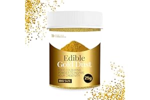 DETOX ORGANICA Gold Edible Glitter for Cakes 25g – LARGE POT – Gold Dust for Cakes Icing, Muffins, Drinks Decorations Edible – Suitable for Vegans, Vegatarians