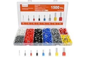 flintronic 1500Pcs Wire Ferrules kit, Electrical Connectors, Wire Terminal Ferrules Crimp Connector, Insulated Cord Pin End Terminal Great Assortment Ferrules Kit with Portable Box