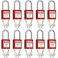 SAFBY Lockout Tagout Locks, Safety Padlock, Keyed Differently Loto Safety Padlocks for Lock Out Tag Out Kits Station (Red 1-10)