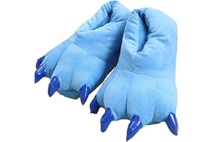 PANDA SUPERMARKET YELAN Griffes Cartoon Dinosaur Pantoufles Pantoufles Chaudes Maison Pantoufles en Peluche Adorable Mignon (M: 35-39, Bleu)