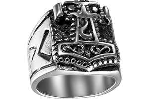 OIDEA Edelstahl Ringe Silber für Herren Damen, mit Gravur, Klassiker Retro Charm Thors Hammer Herrenring Keltisch Knot Edelstahlring Bandring