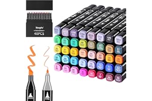 TongFu 40 Rotuladores de Colores, Rotuladores Alcohol Impermeabile, Marker de Doble Punta Seguro y Secado, con Caja de Regalo, para Bocetos, Cómics, Garabatos
