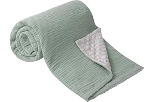 bearmoss Coperta in Cotone per Neonati, Morbida Coperta per Gattonare per Bambini, in Mussola per Bambini, 75 x 100 cm(Verde)