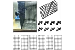 Skibetfo 8pcs Aquarium Divider Egg Crate Black Fish Tank Divider Adjustable Aquarium Filter Plastic Grid Fish Tank Separator with 8 Pcs Sucker Clips for Mixed Breeding 30 * 15cm